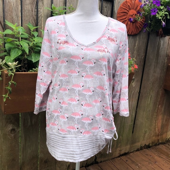 Onque Casual Flamingo T Shirt Size Large   A128 - Picture 1 of 5